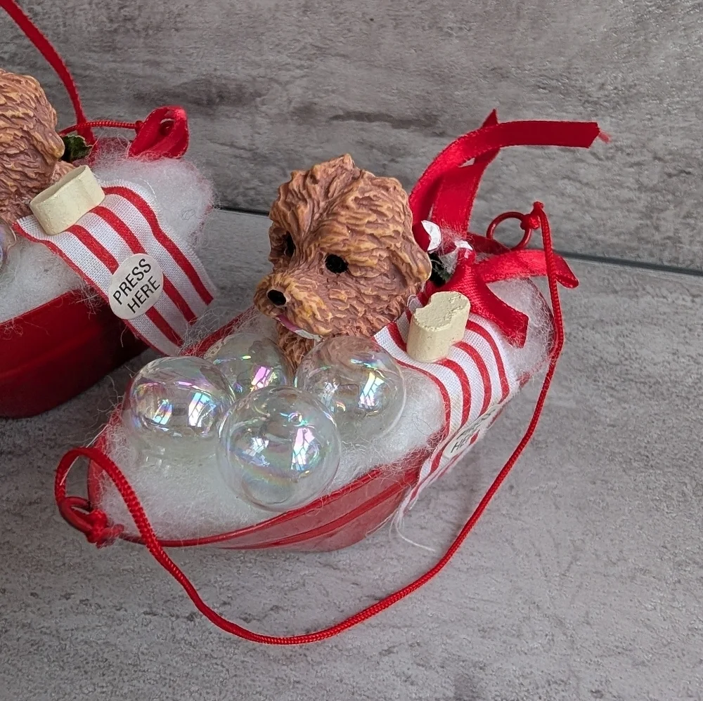 The San Francisco Music Box Company Puppy Dog in Bubble Bath Christmas Ornaments